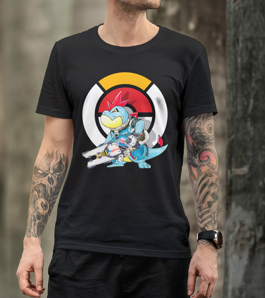 POKEMON CROCONAW ZARYA Crossover With Pokeball Background T-Shirt