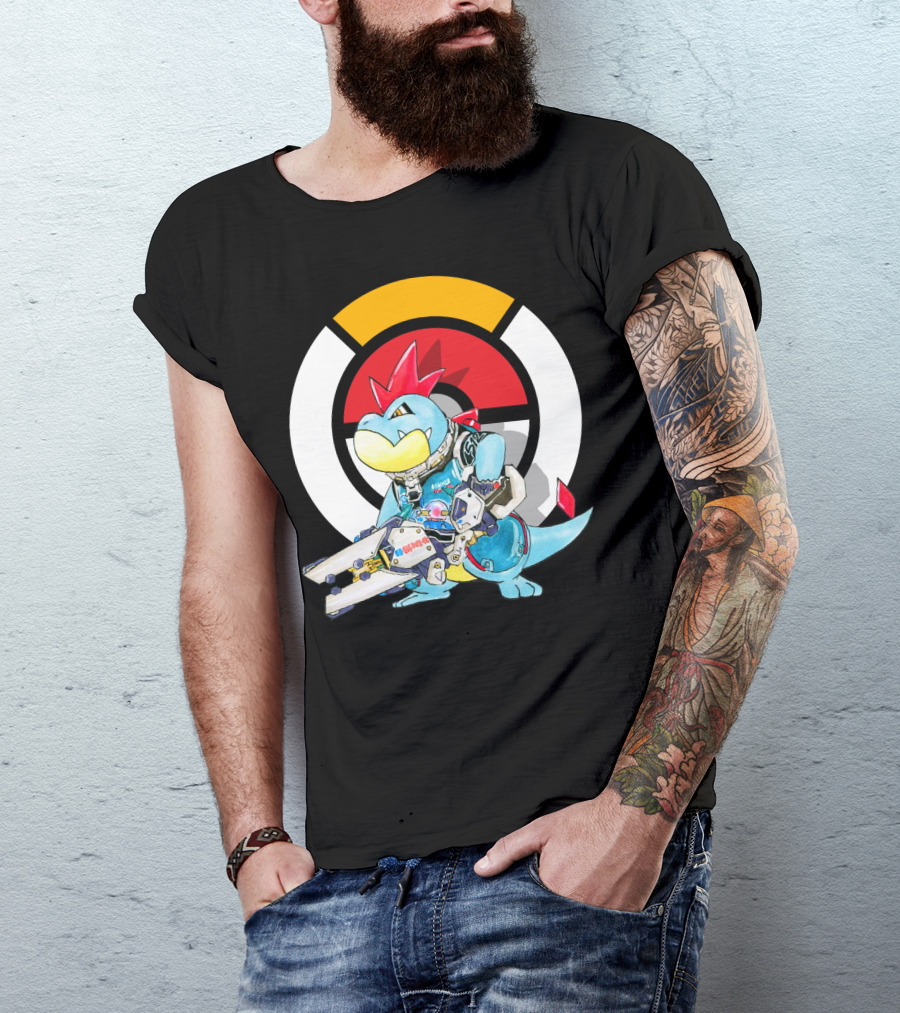 POKEMON CROCONAW ZARYA Crossover With Pokeball Background T-Shirt