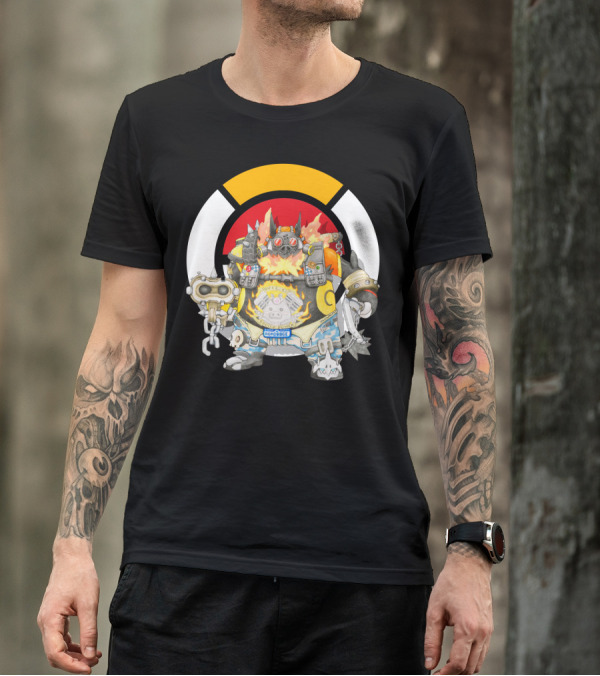 POKEMON X OVERWATCH EMBOAR ROADHOG MASHUP T-Shirt