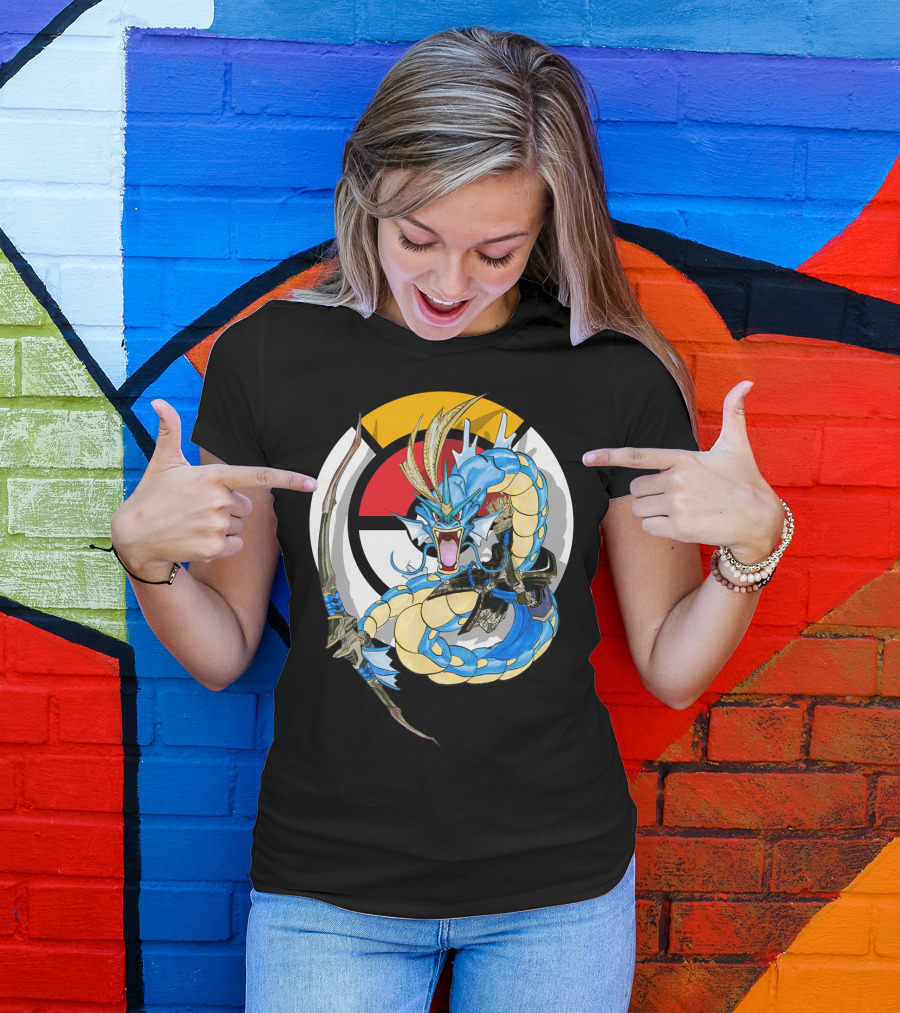 POKEMON GYARADOS HANZO CROSSOVER BOW AND SWORD MASHUP T-Shirt