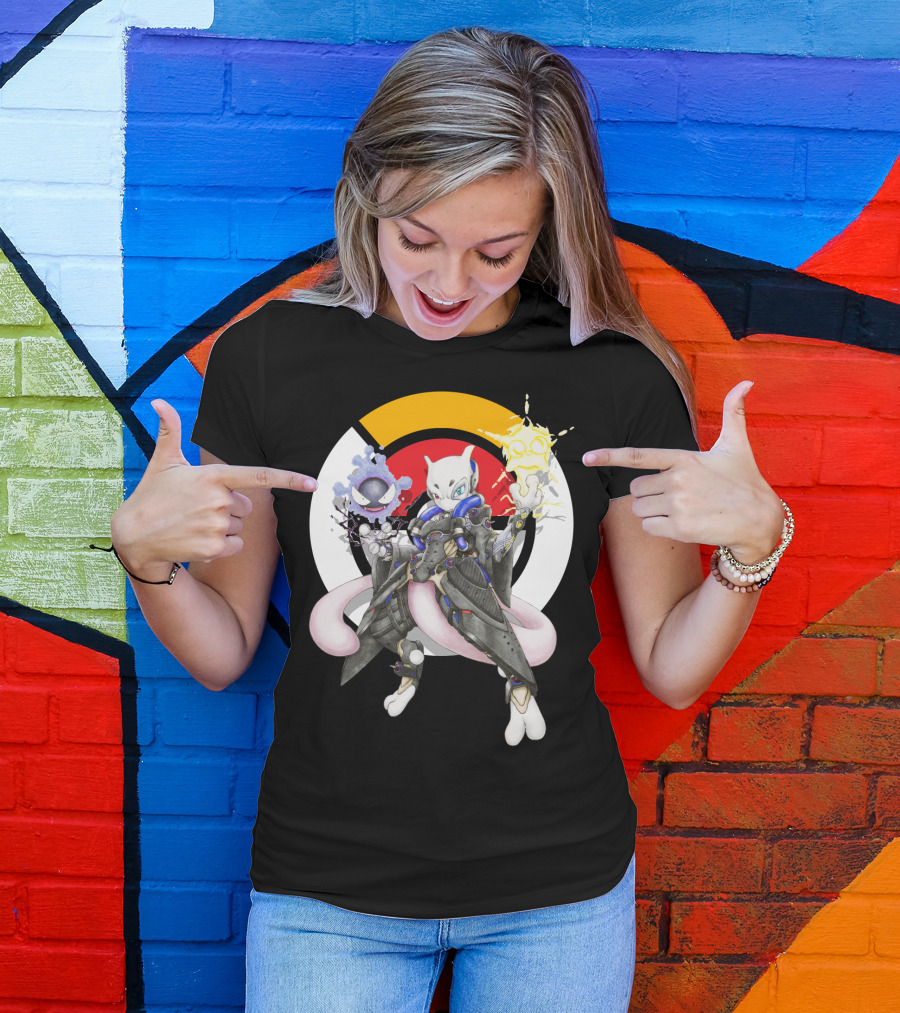 POKEMON MEWTWO X MOIRA CROSSOVER WITH OVERWATCH SYMBOLS AND GASTLY IN T-Shirt