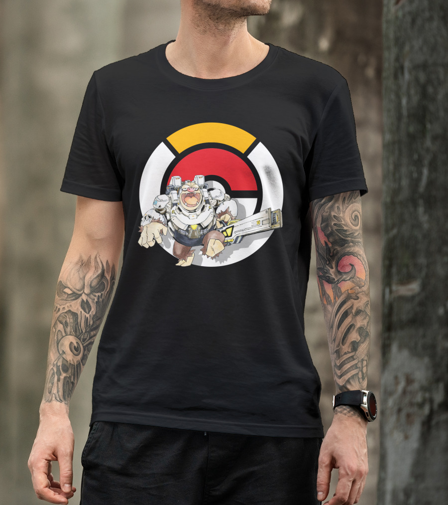 POKEMON X OVERWATCH SLAKING WINSTON Crossover T-Shirt