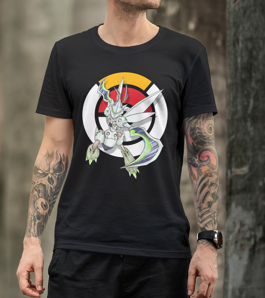 POKEMON X OVER SCYTHER X GENJI Logo Collaboration With Iconic Fusion Character T-Shirt
