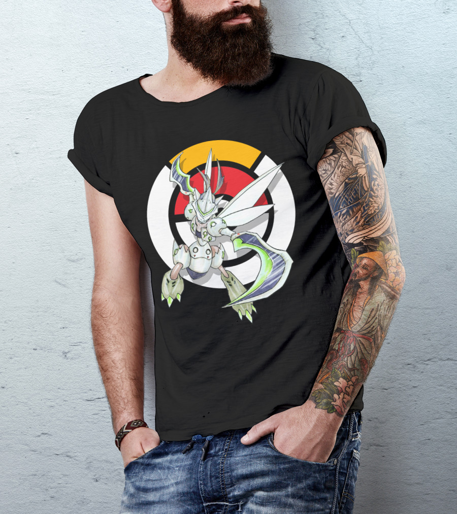POKEMON X OVER SCYTHER X GENJI Logo Collaboration With Iconic Fusion Character T-Shirt