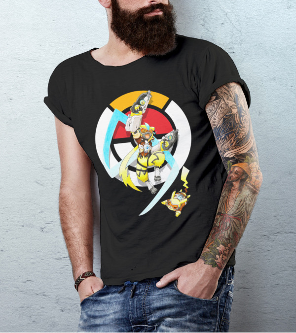 POKEMON X ZERAORA X PIKACHU OVERWATCH STYLE BATTLE T-Shirt