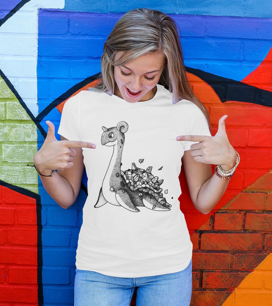 Geometric Style Lapras Pokemon Sketch T-Shirt