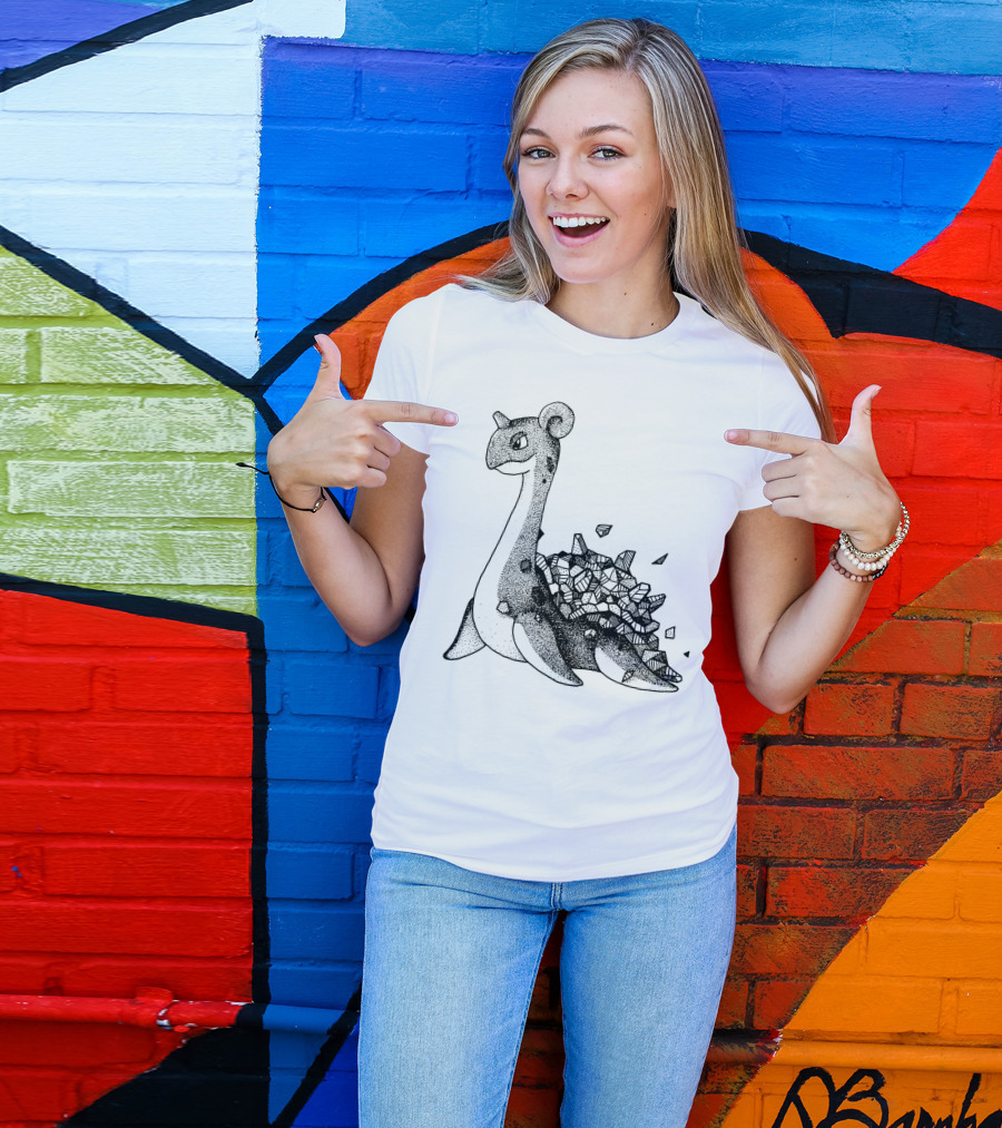 Geometric Style Lapras Pokemon Sketch T-Shirt