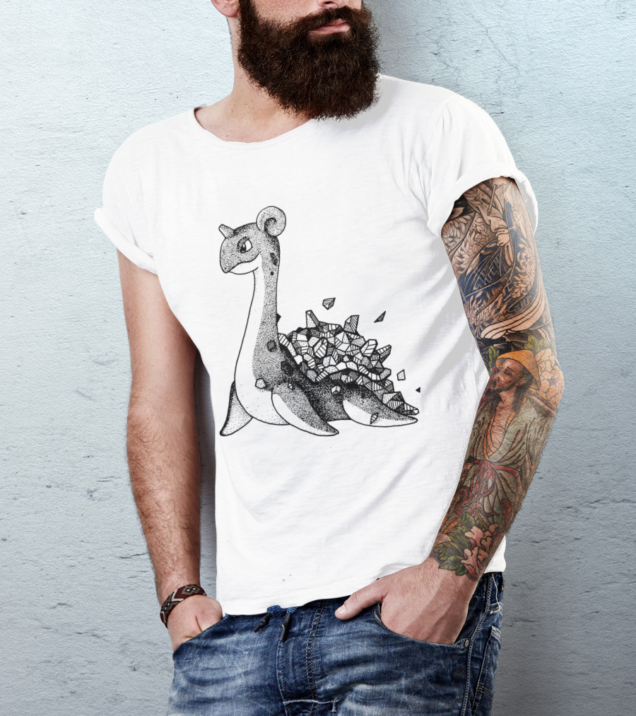 Geometric Style Lapras Pokemon Sketch T-Shirt