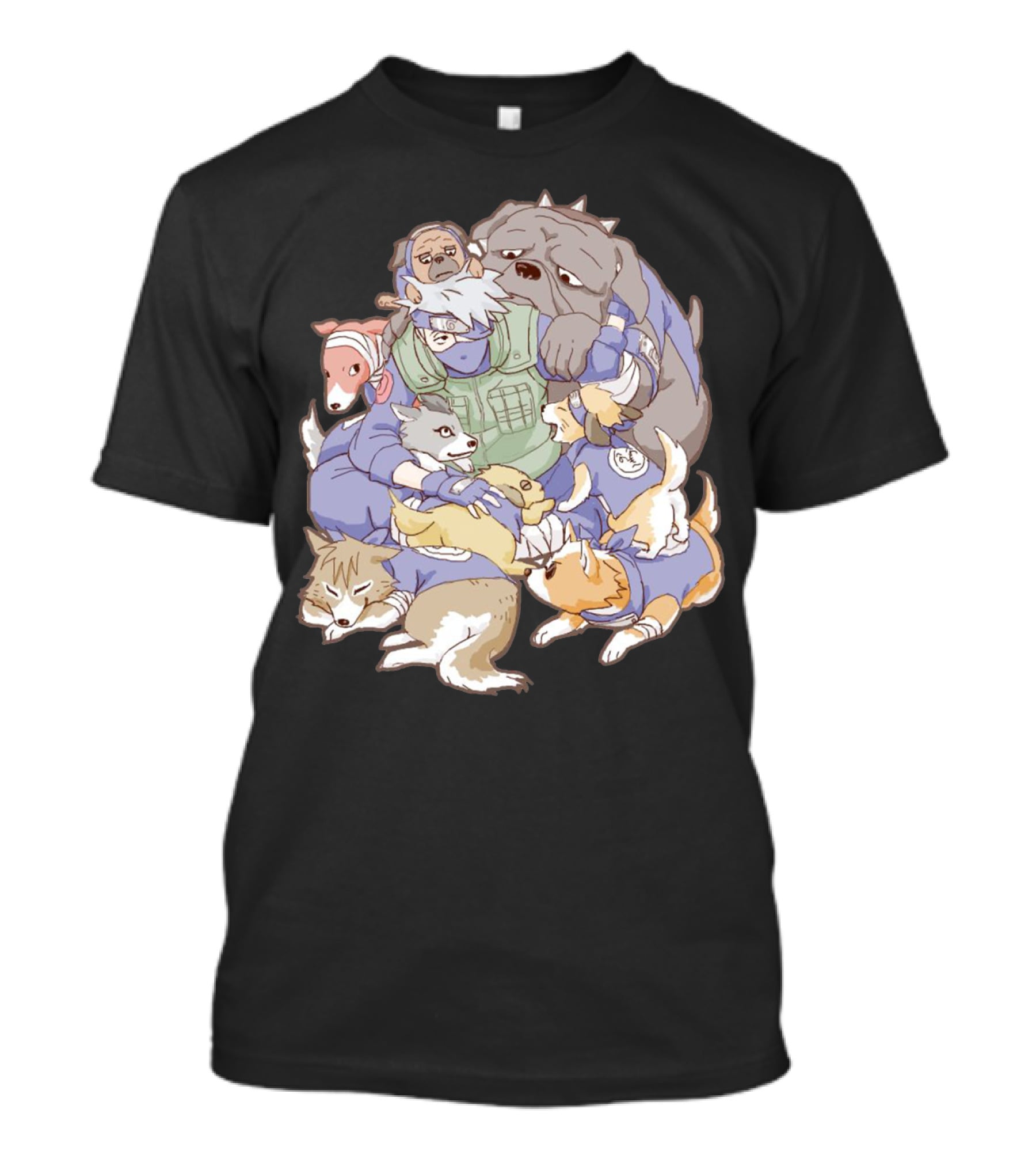 Kakashi Hatake Surrounded By Pack Of Ninken Dogs T-Shirt