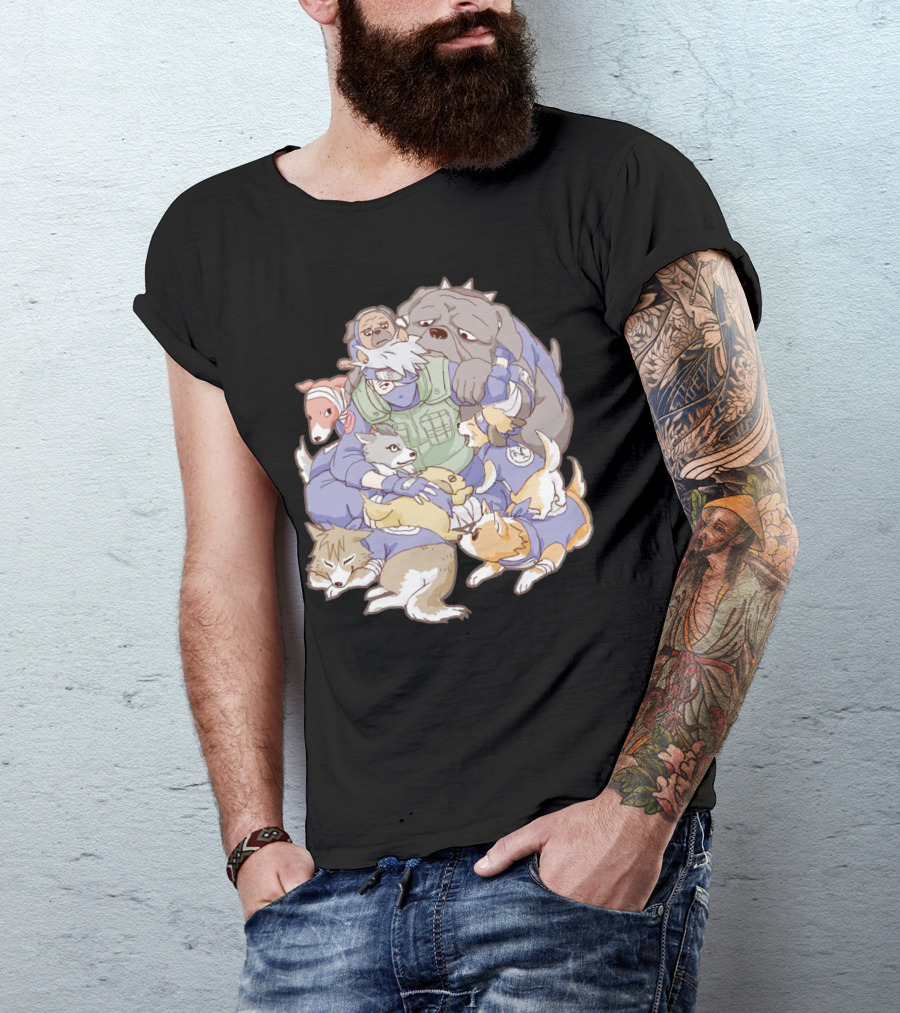 Kakashi Hatake Surrounded By Pack Of Ninken Dogs T-Shirt