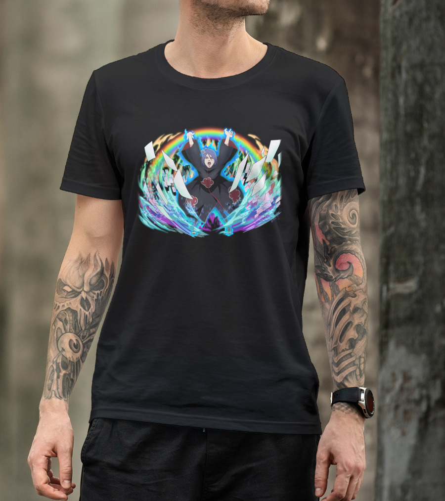 Konan Akatsuki Paper Jutsu Rainbow Energy Burst T-Shirt