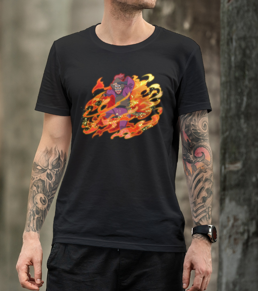 Roshi Fire Aura Anime Character Red And Purple T-Shirt