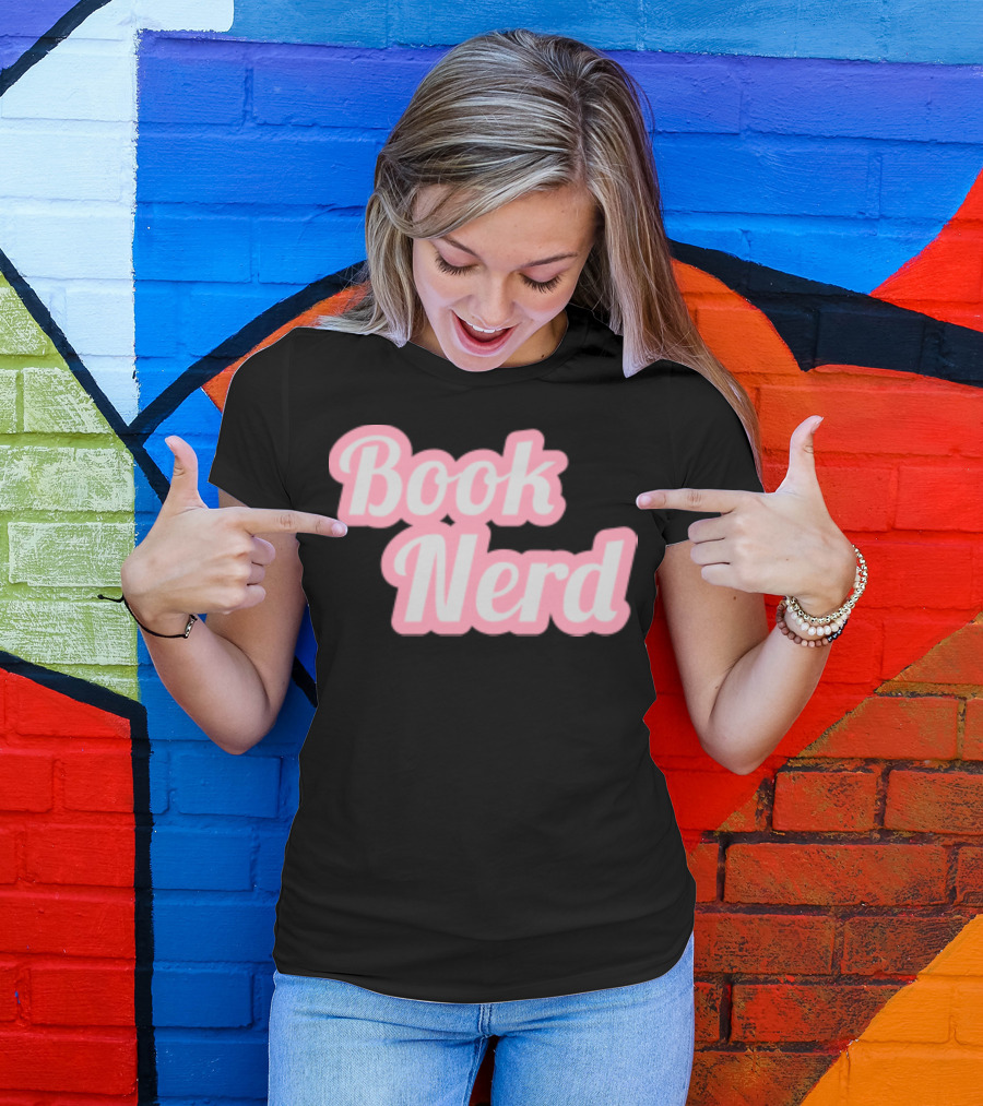 Book Nerd Back To School Style Pink Bubble Letters T-Shirt