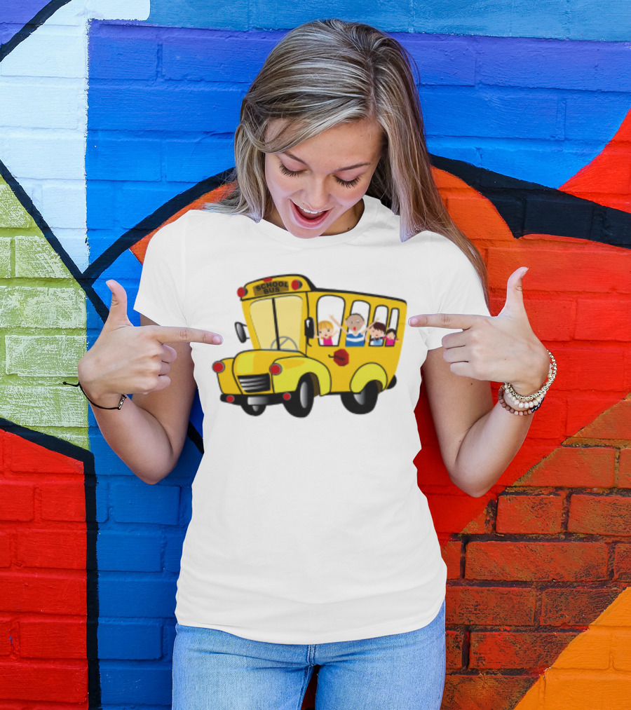 Cheerful School Bus Ride Back To School With Kids T-Shirt