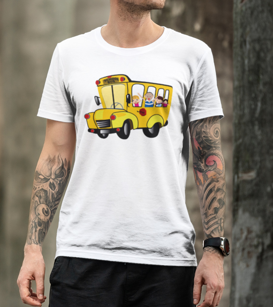 Cheerful School Bus Ride Back To School With Kids T-Shirt