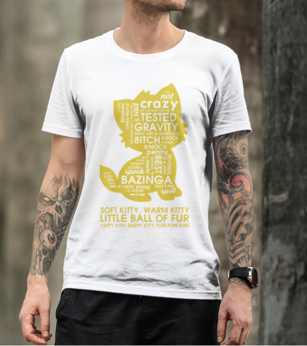 Soft Kitty, Warm Kitty, Crazy Kitty, Tested Gravity, Bazinga Little Ball Of Fur T-Shirt