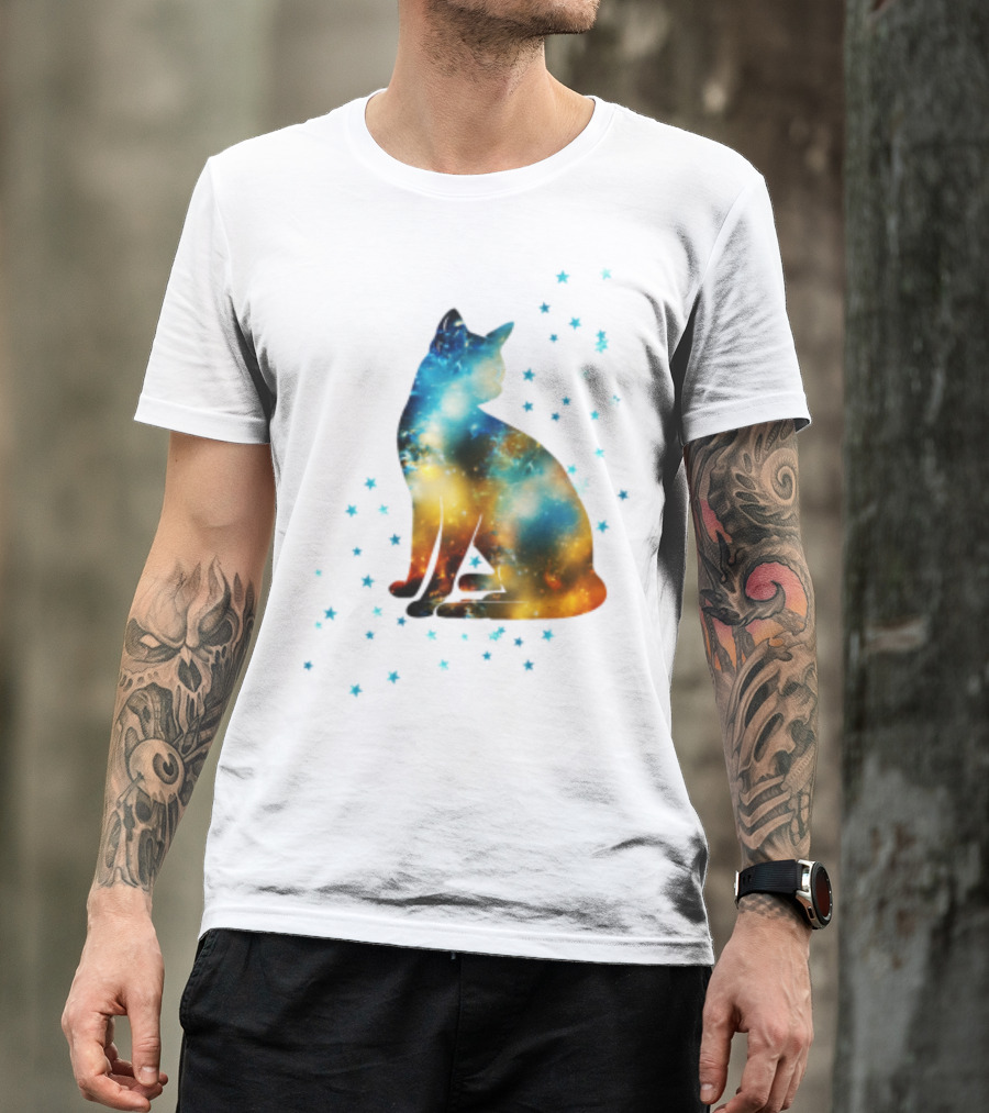Galaxy Kitty Celestial Cat With Cosmic Stars T-Shirt