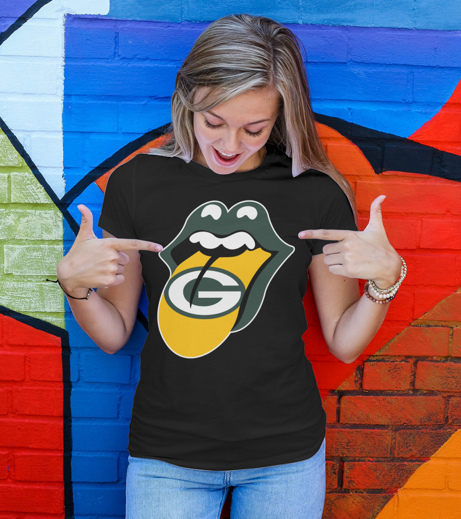 Green Bay Packers Rolling Stones Tongue Logo Rt Edition T-Shirt