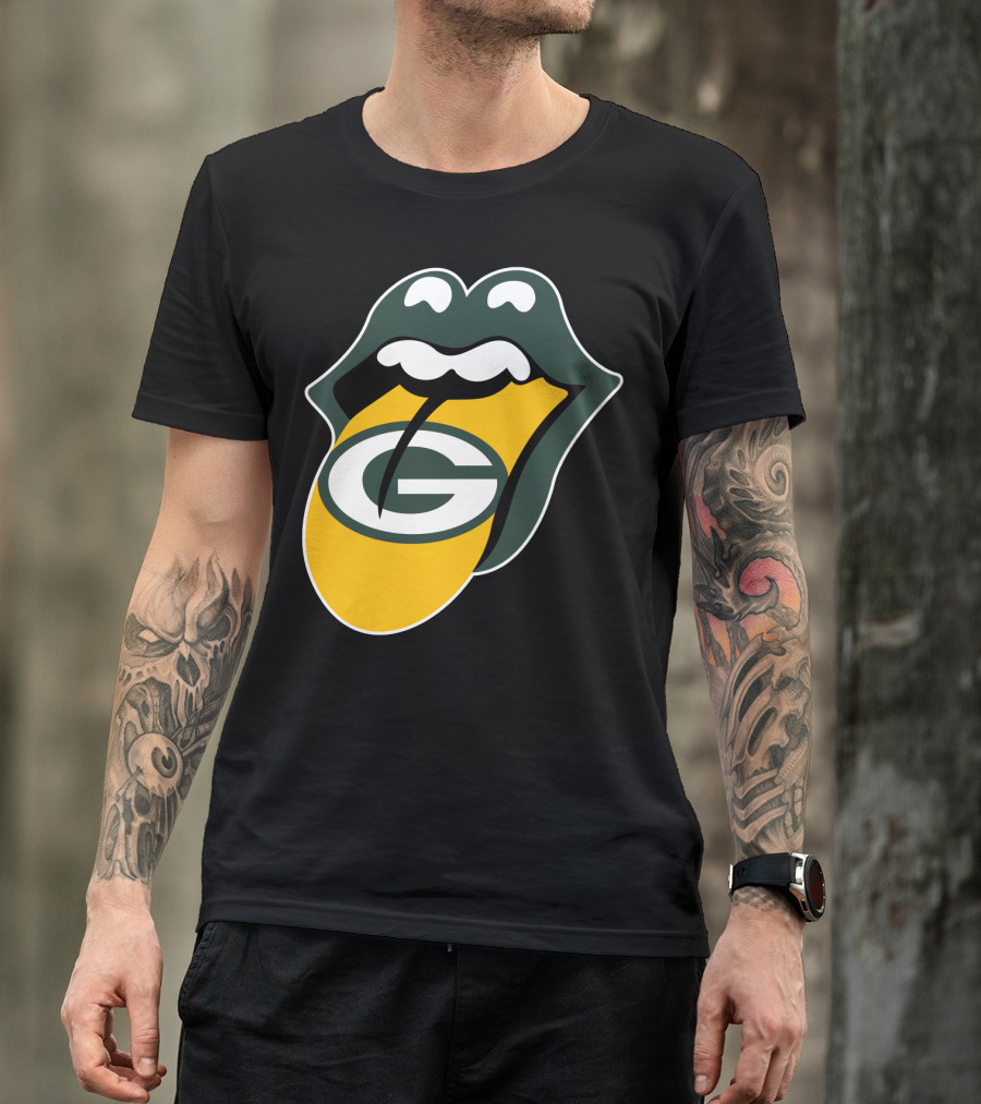Green Bay Packers Rolling Stones Tongue Logo Rt Edition T-Shirt
