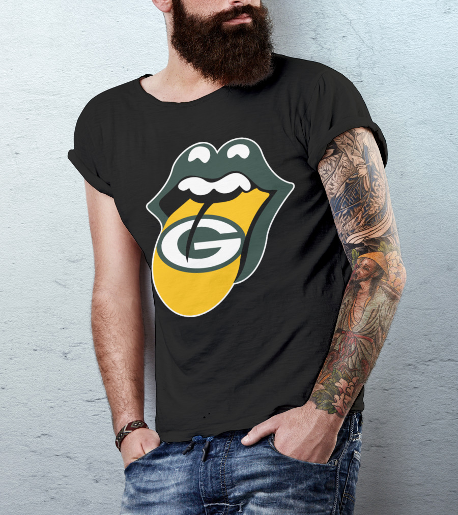 Green Bay Packers Rolling Stones Tongue Logo Rt Edition T-Shirt