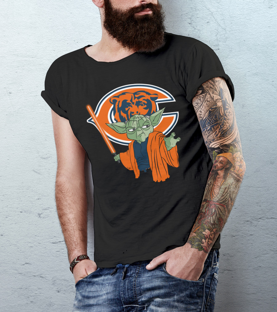 Chicago Bears Yoda Orange Lightsaber T-Shirt