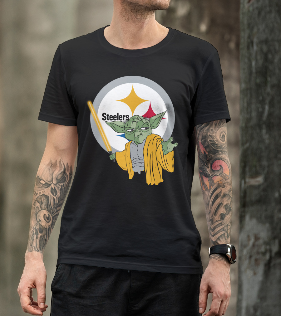 Steelers Yoda Star Wars Crossover With Lightsaber T-Shirt