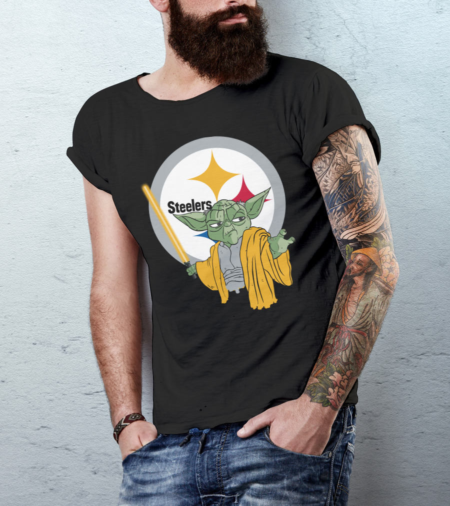 Steelers Yoda Star Wars Crossover With Lightsaber T-Shirt