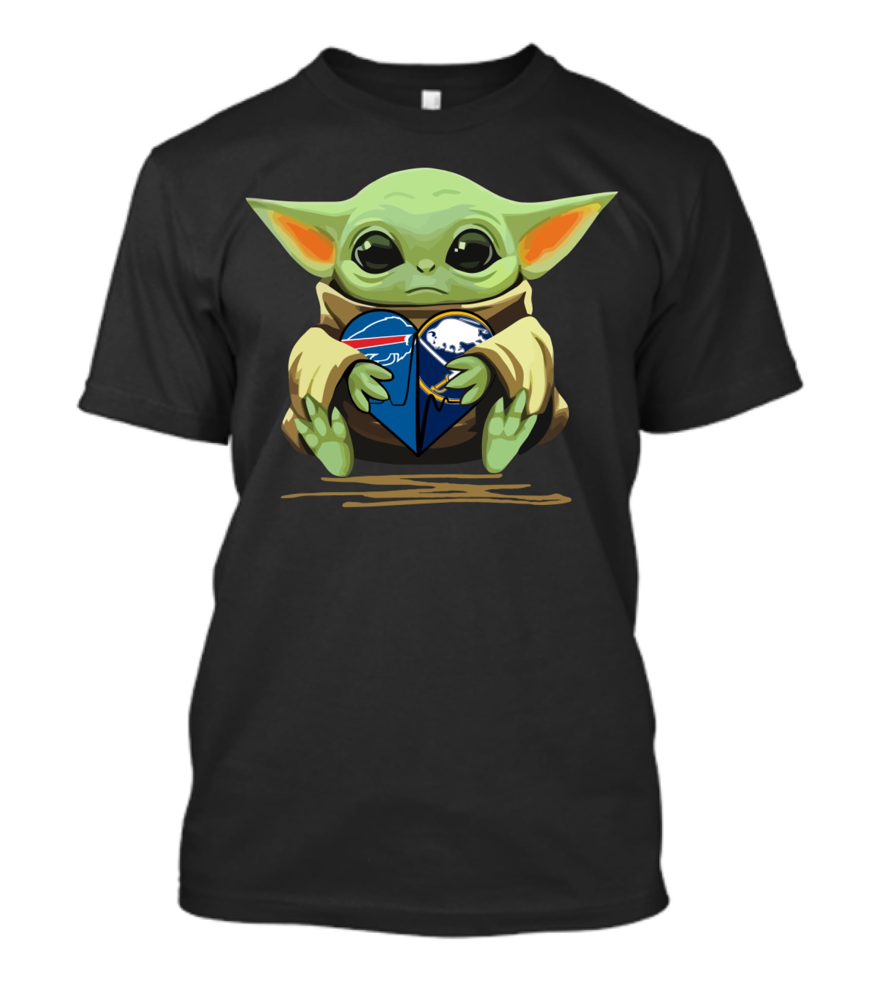 Baby Yoda Holding Buffalo Bills Sabres T-Shirt