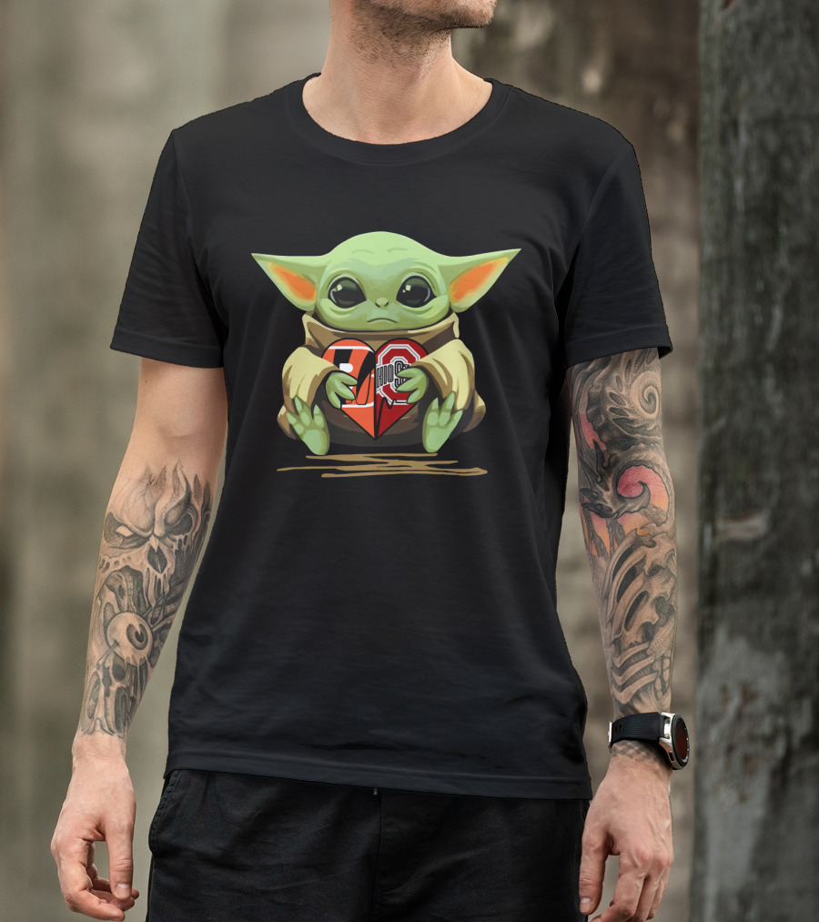 Baby Yoda Cincinnati Bengals Ohio State Heart T-Shirt