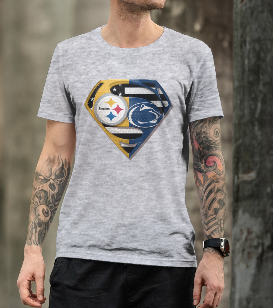 Steelers Nittany Lions Superman Logo Mashup T-Shirt