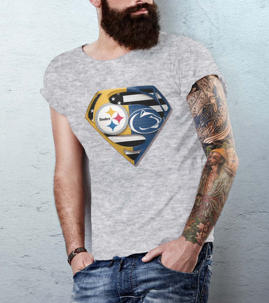 Steelers Nittany Lions Superman Logo Mashup T-Shirt