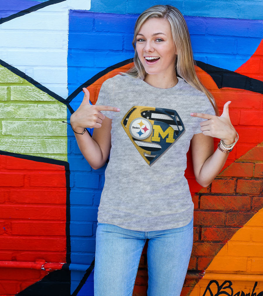 Steelers Michigan Wolverines Superman T-Shirt