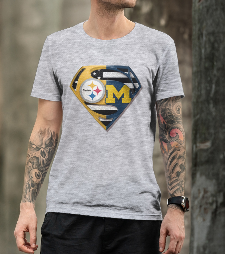 Steelers Michigan Wolverines Superman T-Shirt