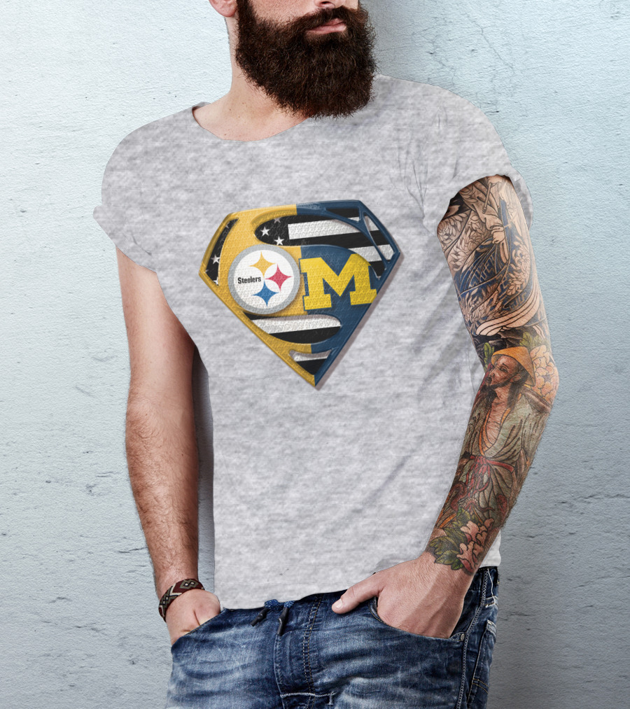 Steelers Michigan Wolverines Superman T-Shirt