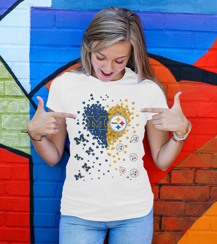 Steelers Heart With Wolverines M Symbol T-Shirt