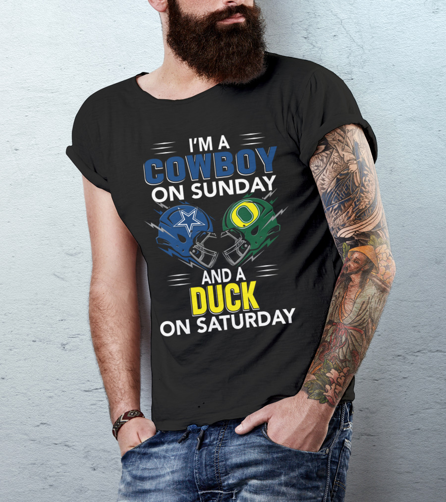 I'm A Cowboy On Sunday And A Duck On Saturday Football Helmets T-Shirt