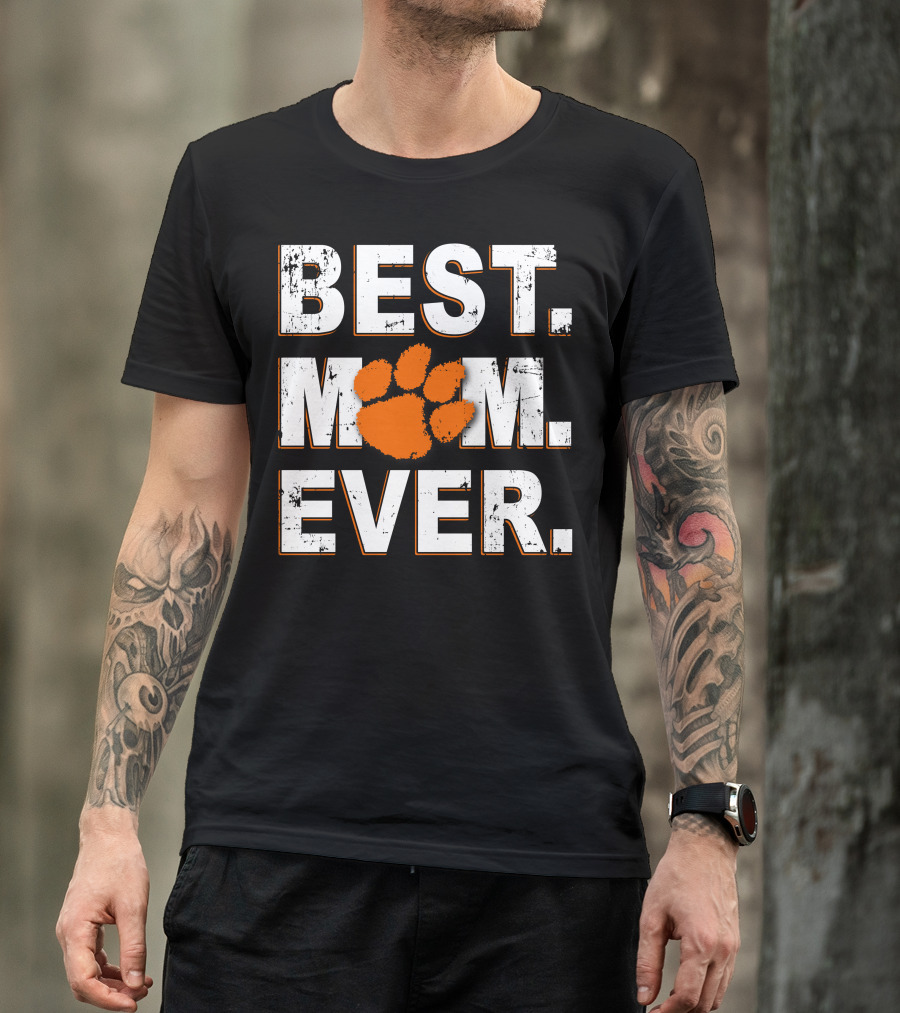 Best Mom Ever Clemson Tigers Paw Print T-Shirt