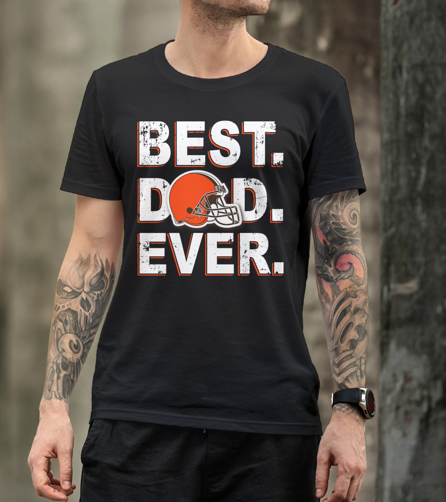 Best Dad Ever Cleveland Football Helmet T-Shirt