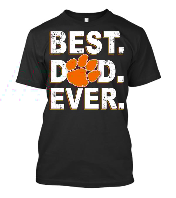 Best Dad Ever Orange Paw Print T-Shirt