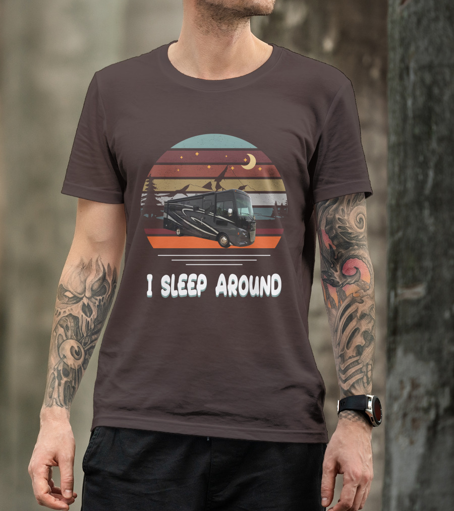 Winnebago Vista LX 27 I Sleep Around Retro Moon Stars Camping T-Shirt