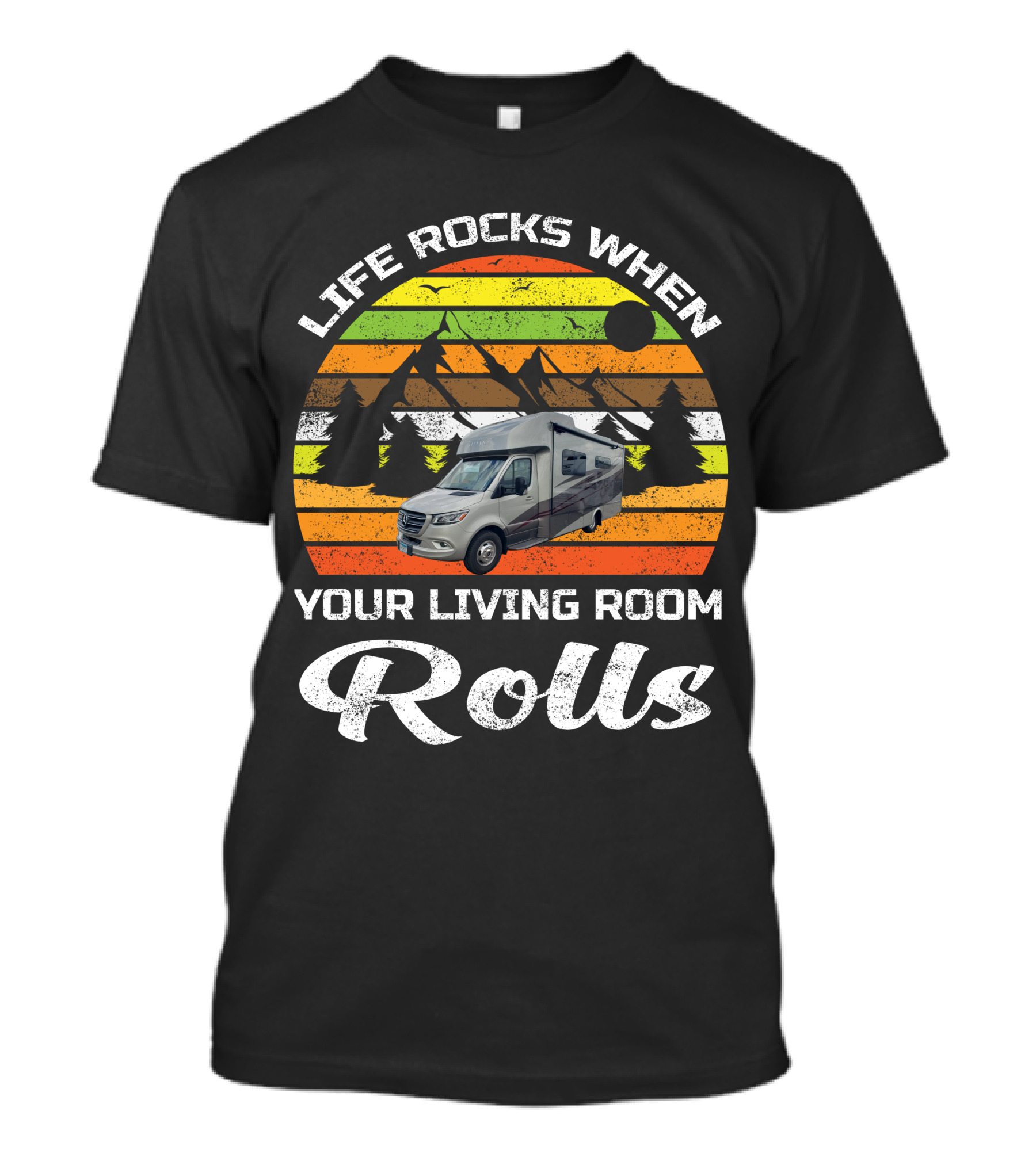 Life Rocks When Your Living Room Rolls Tiffin Motorhomes Mountain Sunset T-Shirt