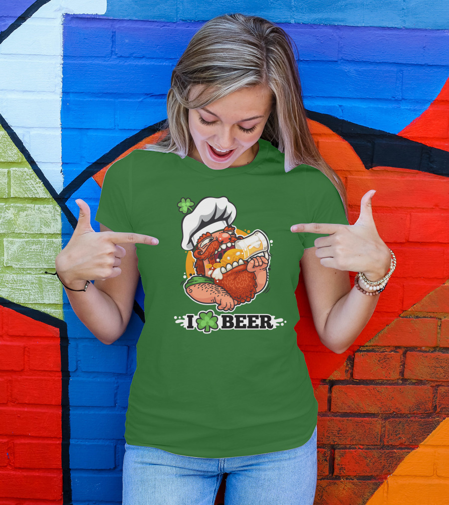 Irish Chef Shamrock I Love Beer T-Shirt