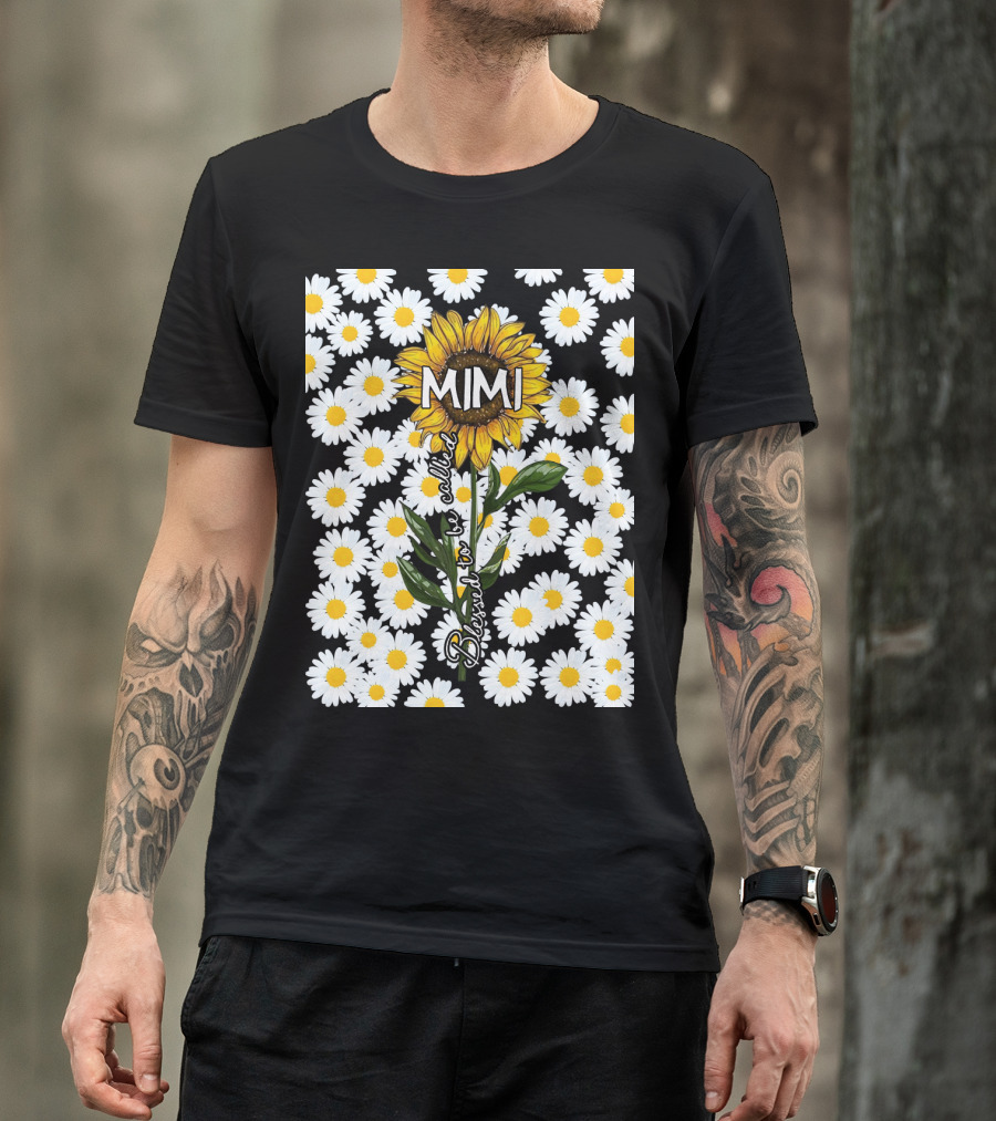 Sunflower Daisy Pattern Blessed To Be Called Mimi T-Shirt