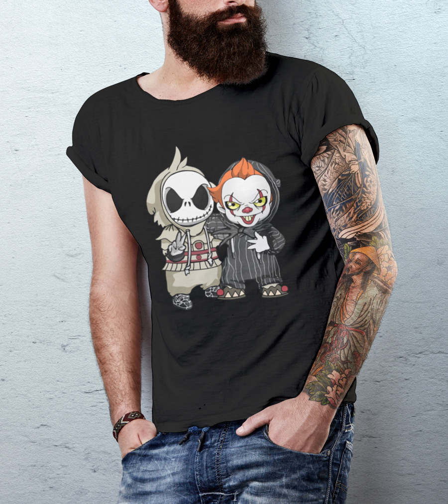 Baby Jack Skellington Pennywise Cute Horror Character Mashup T-Shirt