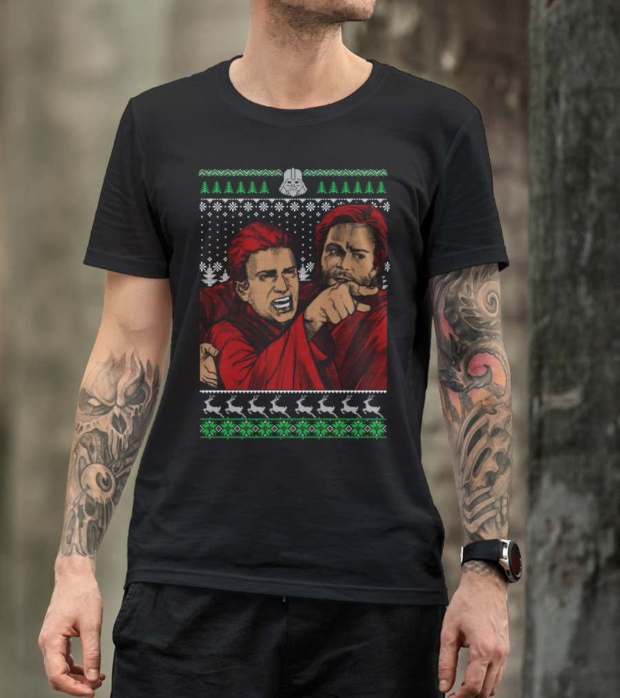 Angry Anakin Pointing With Obi-Wan In Ugly Christmas T-Shirt