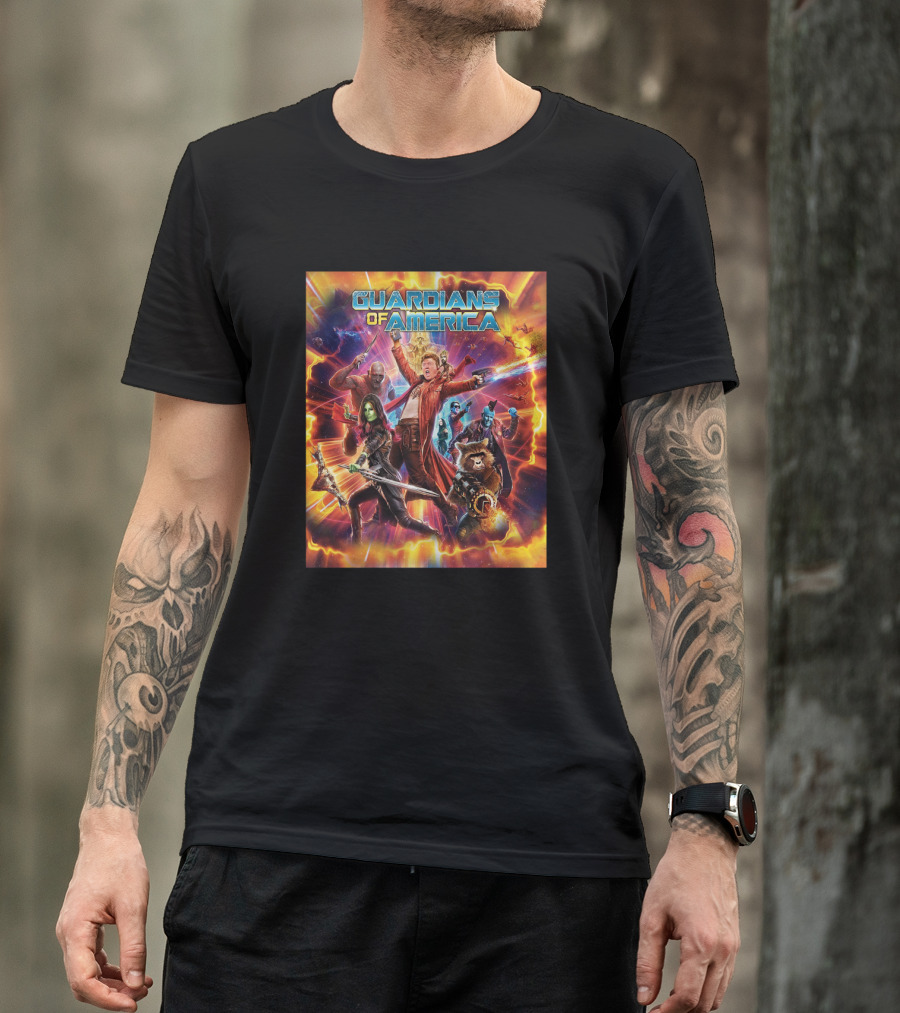 Guardians Of America Star-Lord Rocket Groot Gamora Drax T-Shirt