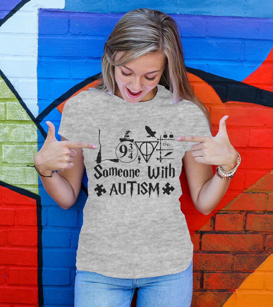 Love Someone With Autism 9 3/4 Wizard Elements Puzzle Pieces T-Shirt