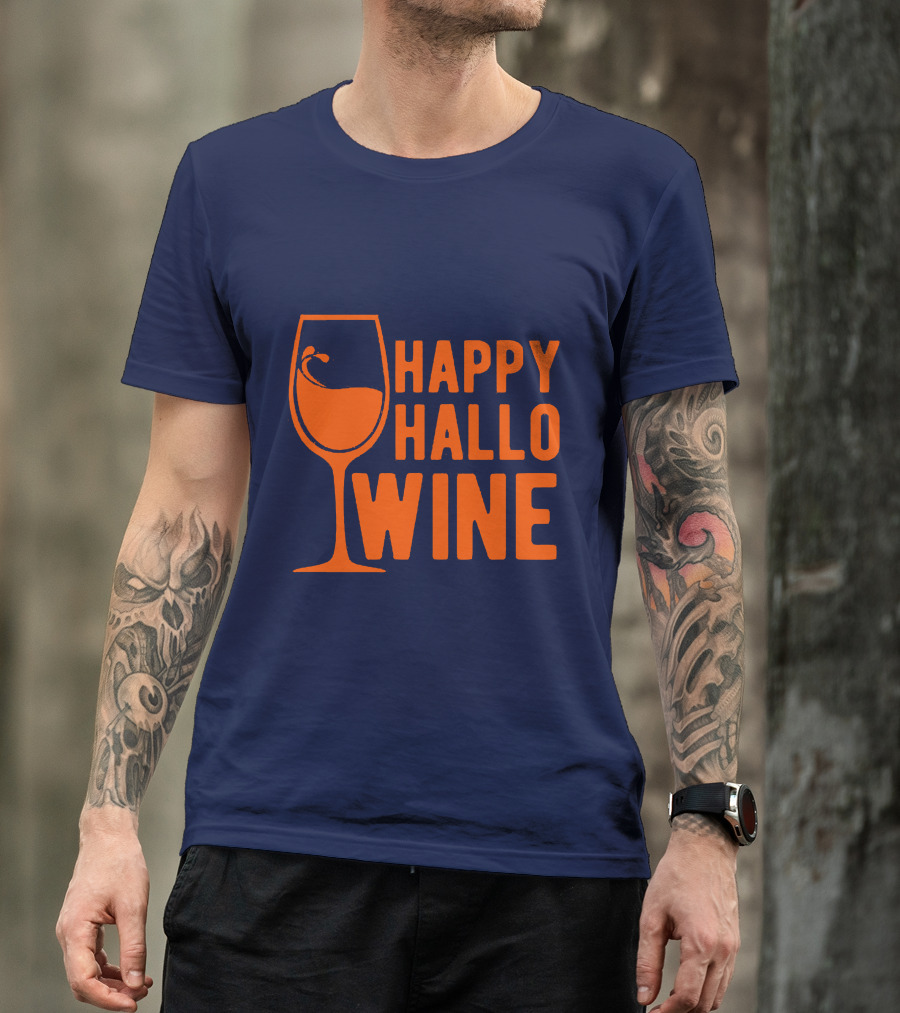 Happy HalloWine Wine Glass Halloween T-Shirt