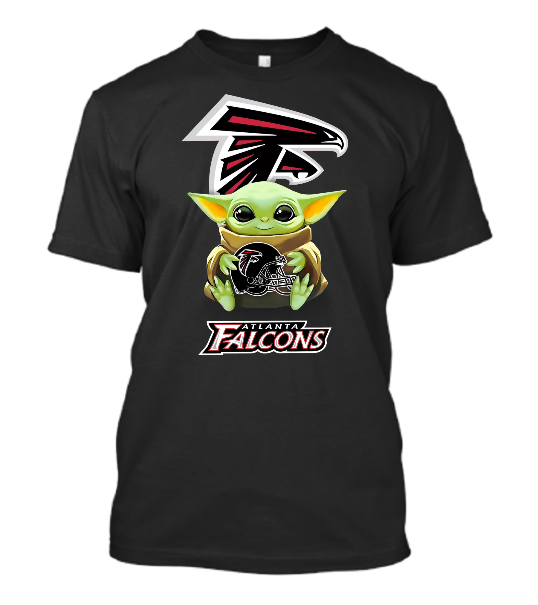 Baby Yoda With Atlanta Falcons Helmet T-Shirt