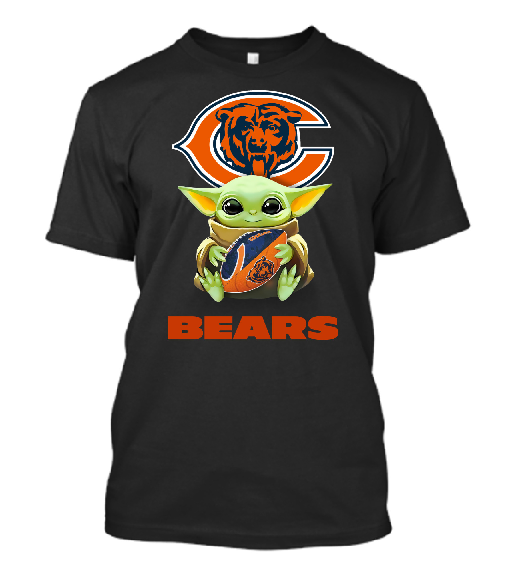 Baby Yoda Hugging Chicago Bears Football With Logo Bears T-Shirt